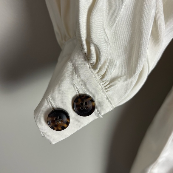 NEW Banana Republic Cream Long Sleeve Flounce Mini Dress With Belt Size Small - Picture 8 of 13